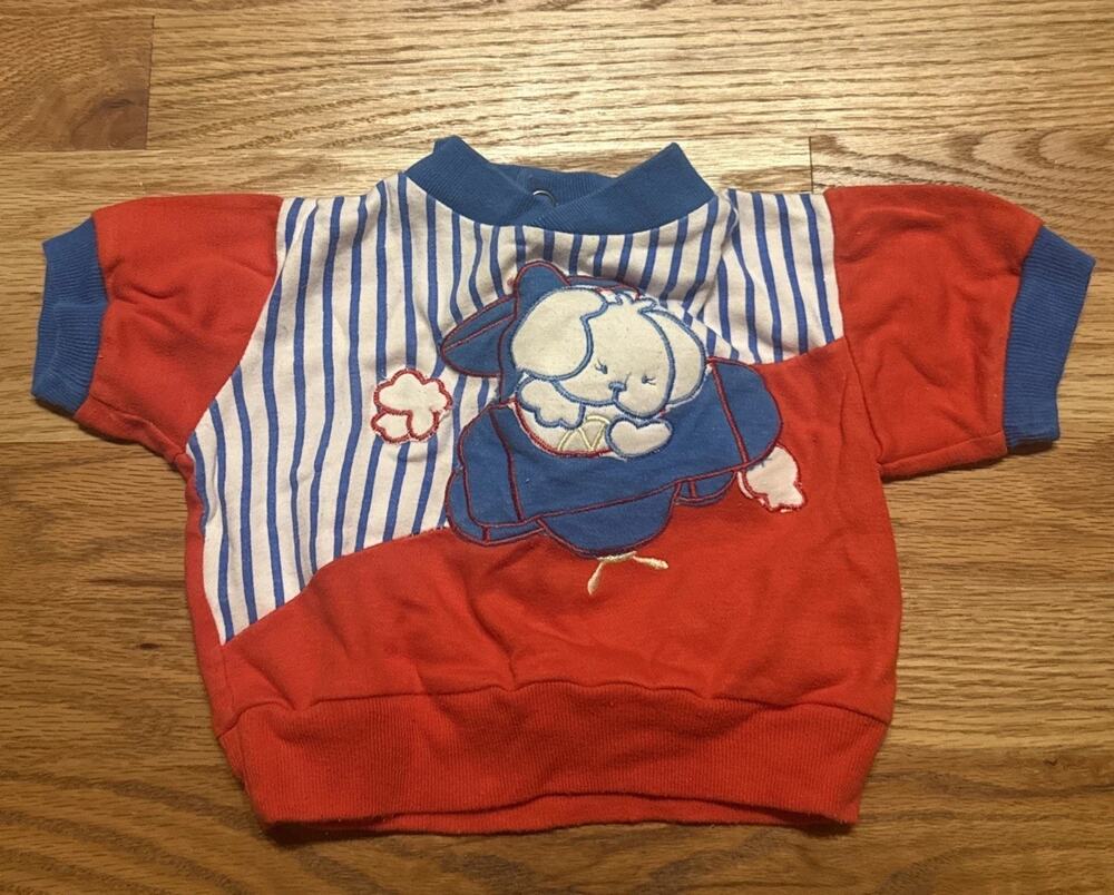 Vintage Lovespun Sweater Infant 6-9Months Colorblock Plane Puppy Dog Fleece 90s